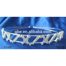 Nova moda atacado rhinestone casamento ab tiara de strass com dentes metálicos prateados